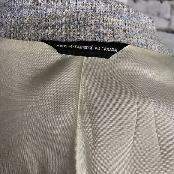 Vintage Tweed Blazer Sport Coat Mens 42 Short Blue Gray Union Made Old Money 90s - Picture 12 of 16